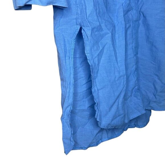 Orsay Blue 3/4 Sleeve Tunic Button Up Blouse Size 38 Collared High Low - Picture 7 of 13